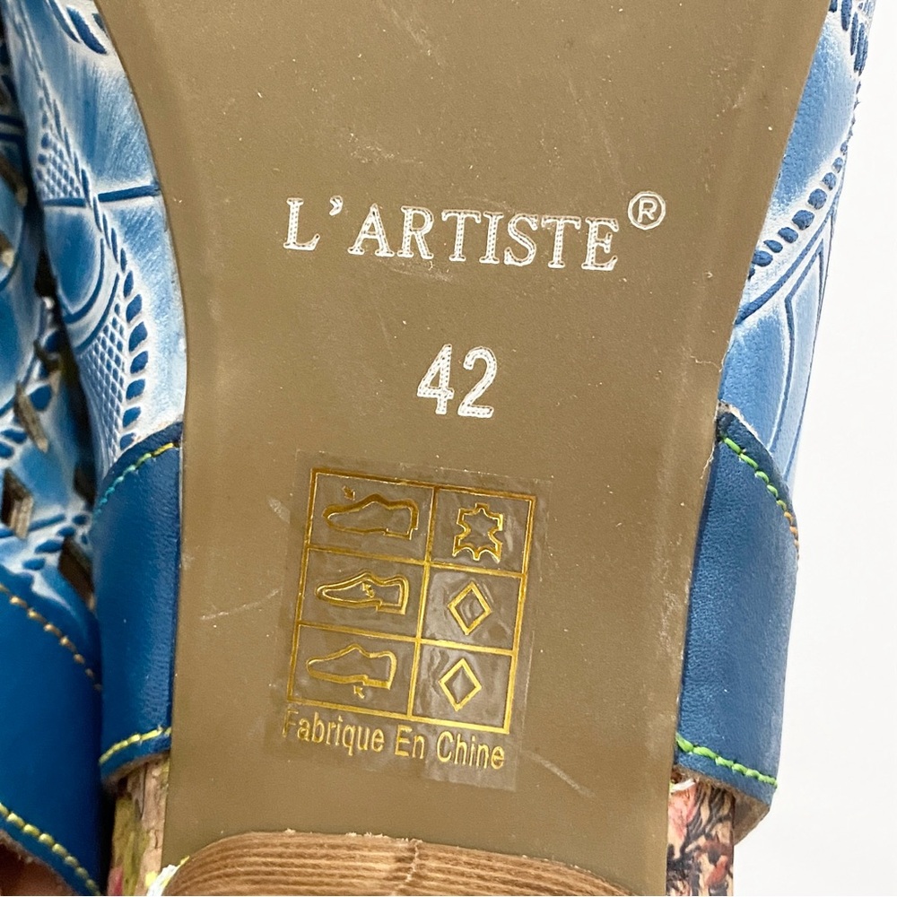 L'Artiste Spring Step Eclipsing Blue Slingback Leather Sandals - Picture 7 of 8